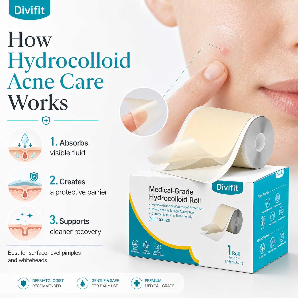 Divifit Hydrocolloid Acne Care Bandage Roll