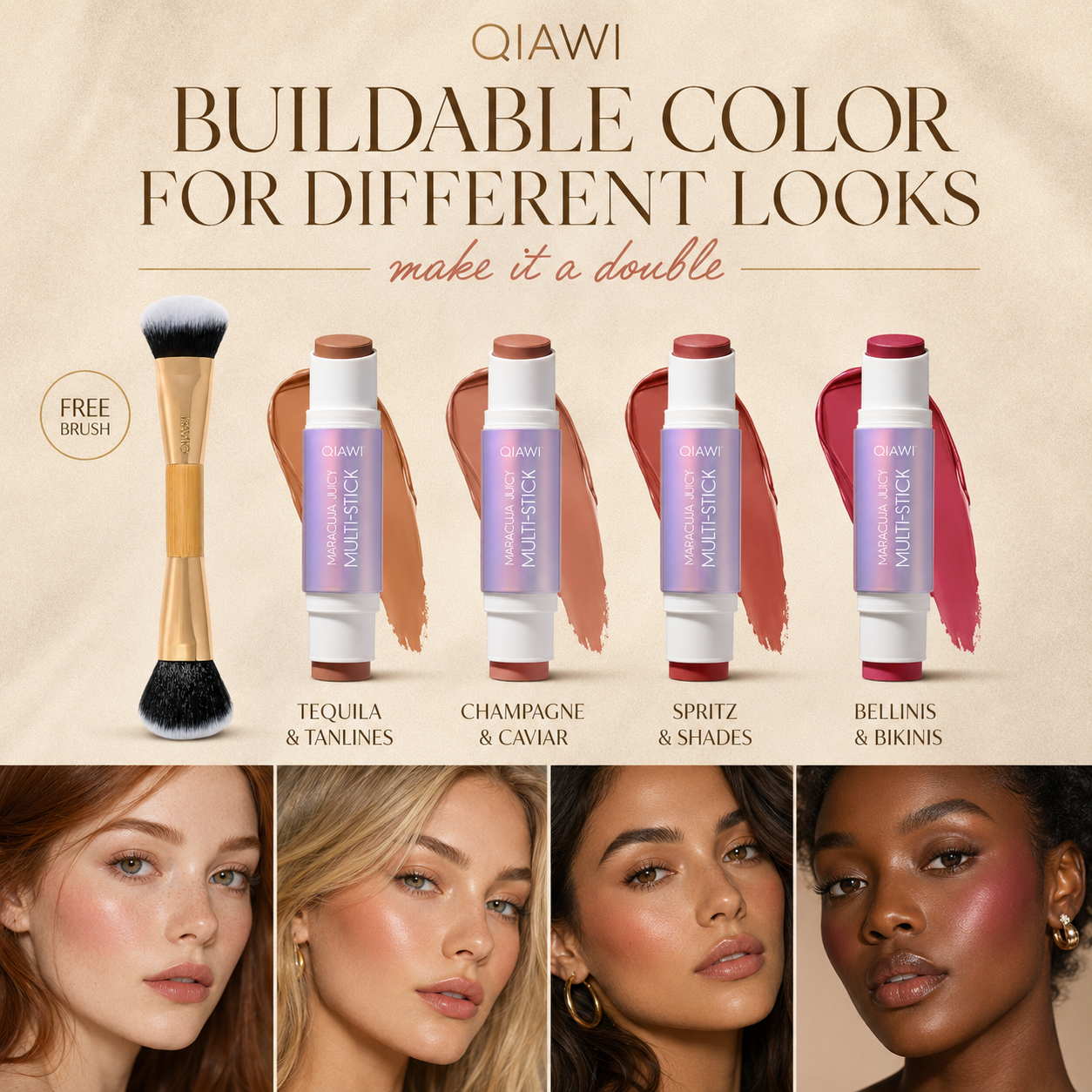 QIAWI™ Maracuja Juicy Multi-Stick Duo Set with Free Blending Brush