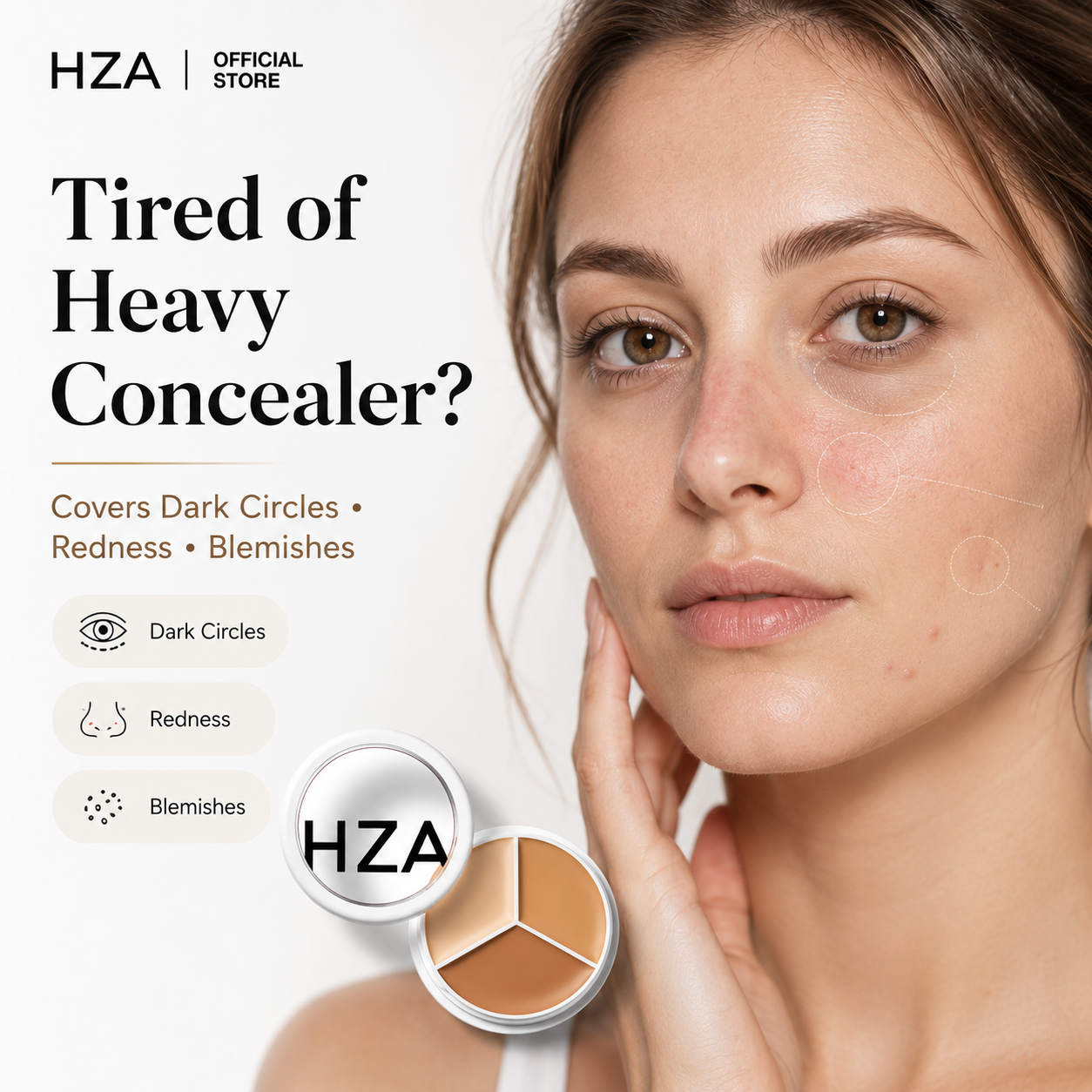 HZA 3-Color Concealer Cream Palette