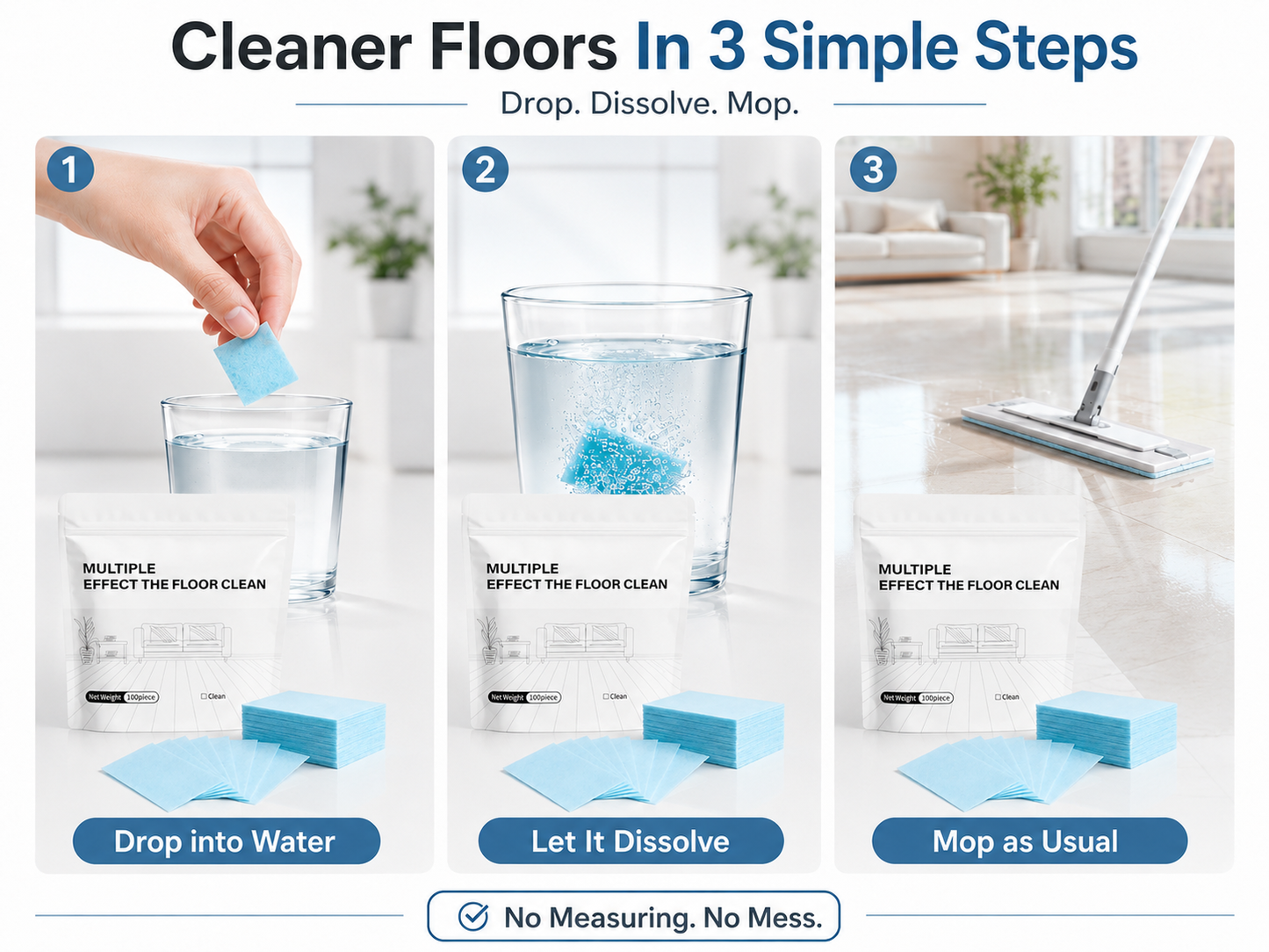 Multiple Effect The Floor Clean Tablets for Mopping, FreshDrop Cleaner