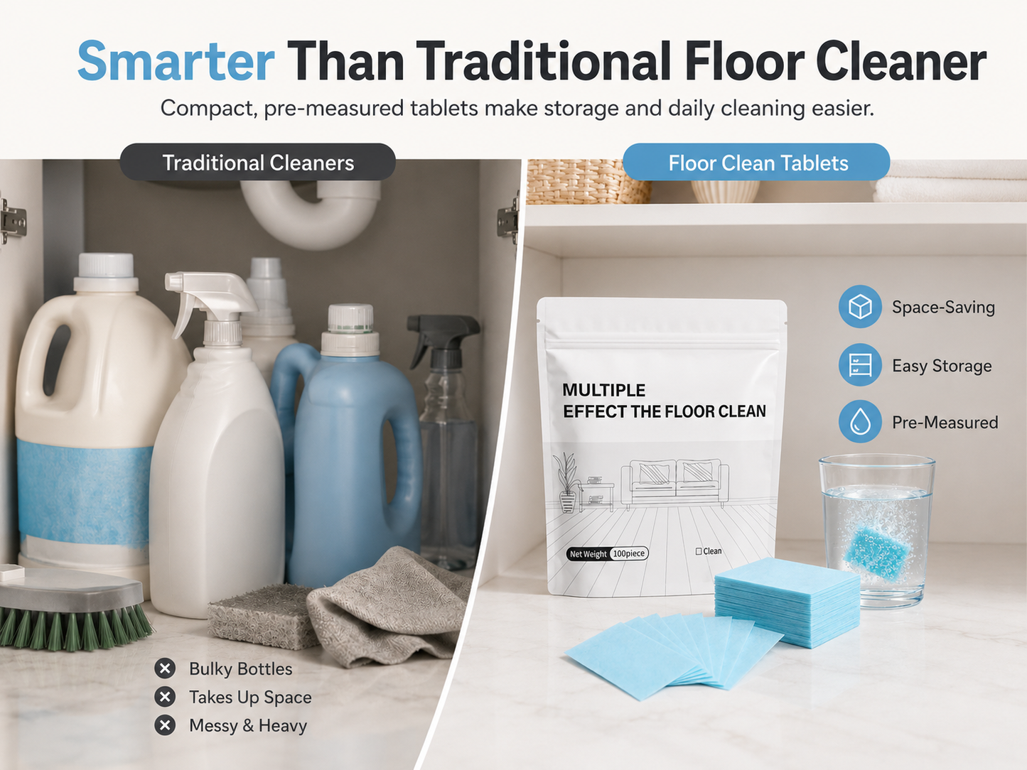 Multiple Effect The Floor Clean Tablets for Mopping, FreshDrop Cleaner