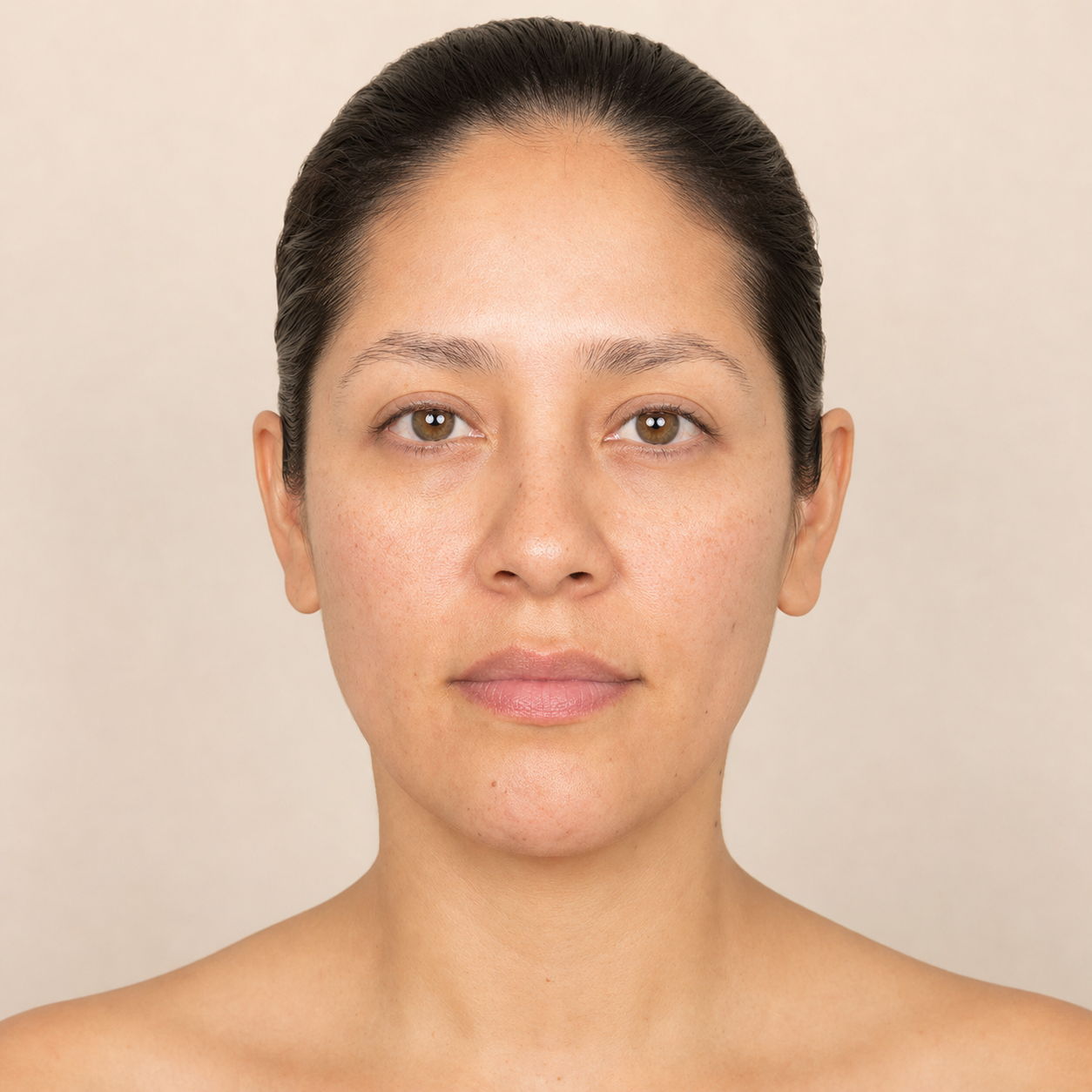 Latina woman before ALISANDA brow makeup