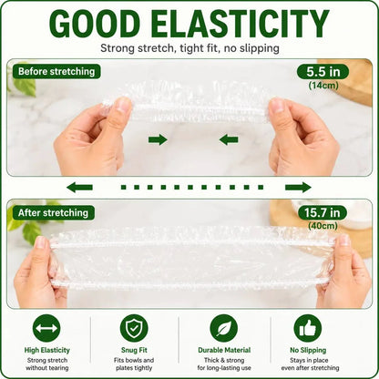 Elastic food cover size guide: approximately 5.5 to 15.7 inches of stretch