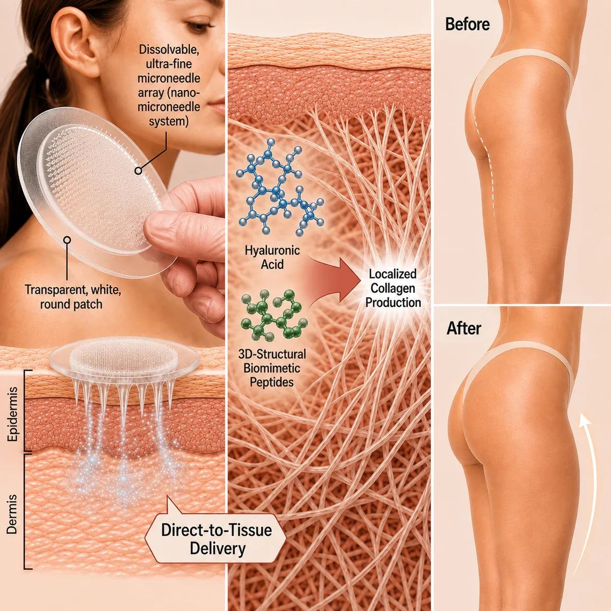 Reference-page micro-point patch structure and cosmetic delivery illustration