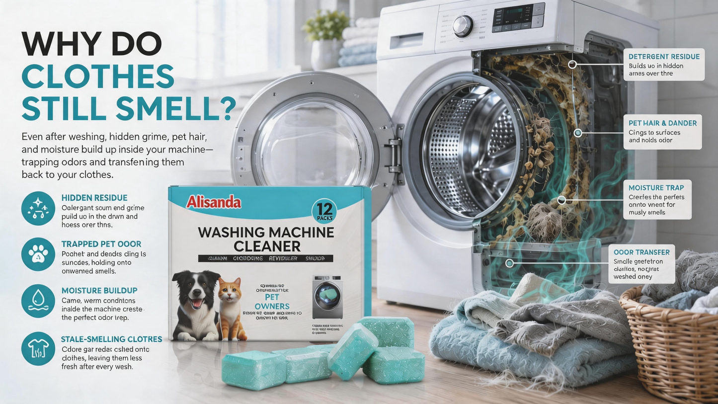 🔥Enjoy 49% OFF today--Washing Machine Cleaner Tablets – Deep Clean Washer Odors, Residue & Pet Hair Buildup