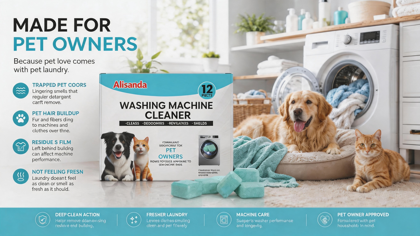 🔥Enjoy 49% OFF today--Washing Machine Cleaner Tablets – Deep Clean Washer Odors, Residue & Pet Hair Buildup