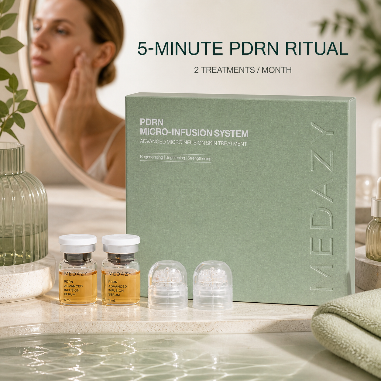 MEDAZY PDRN Micro-Infusion System in a premium at-home skincare setting