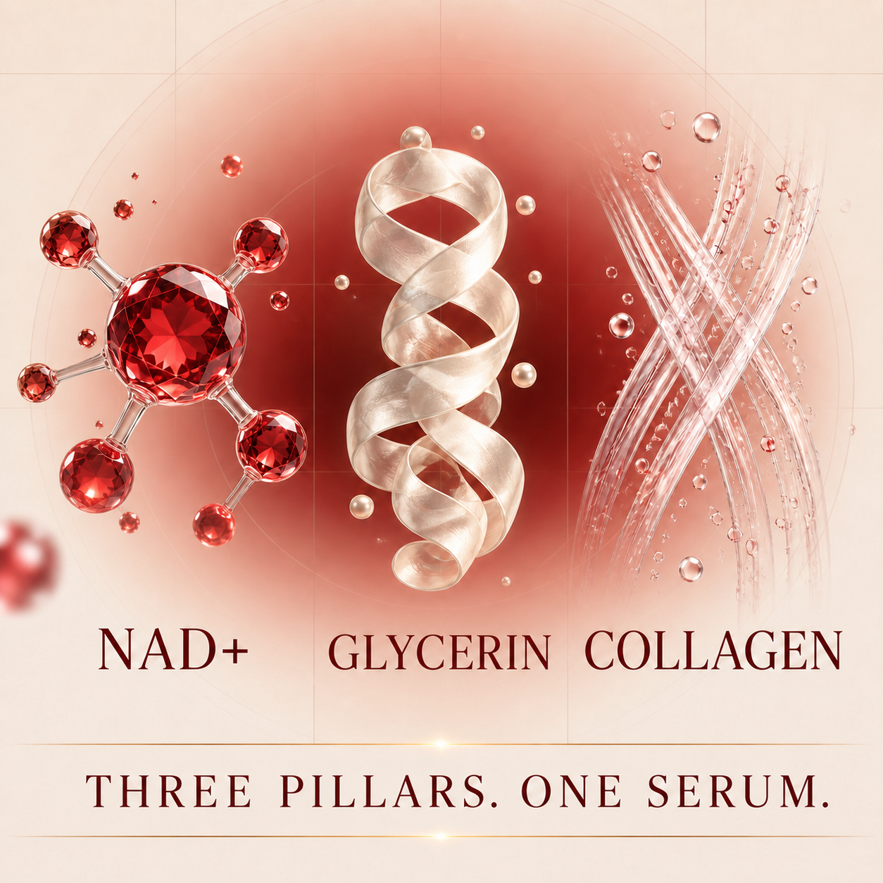 NAD+ glycerin and collagen cosmetic formula pillars