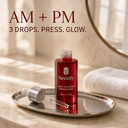 Nexisify NAD+ Collagen Firming Serum morning and evening ritual